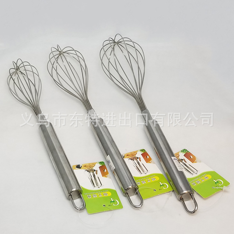 Factory direct sales of stainless steel egg beaters, steel-handled household baking supplies, manual egg beaters detail image 6