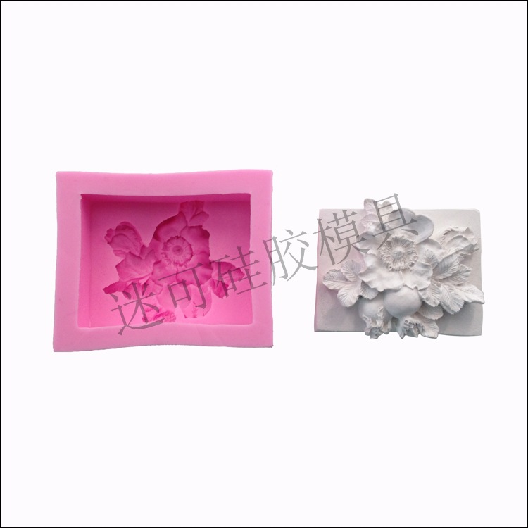 Rosa Resina de silicona molde fondant cake molde DIY chocolate cerámica suave jabón hecho a mano herramienta