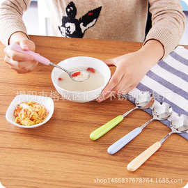 新款色釉骨瓷不锈钢勺子 糖果色柚餐具 单支礼品餐具批发