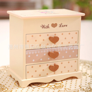 供应梳妆台木盒 木质化妆品盒 木制抽拉式卡通储物盒 木收纳盒