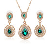 Earrings, necklace, chain, set, crystal earings, pendant, accessory, European style, 3 piece set, wholesale