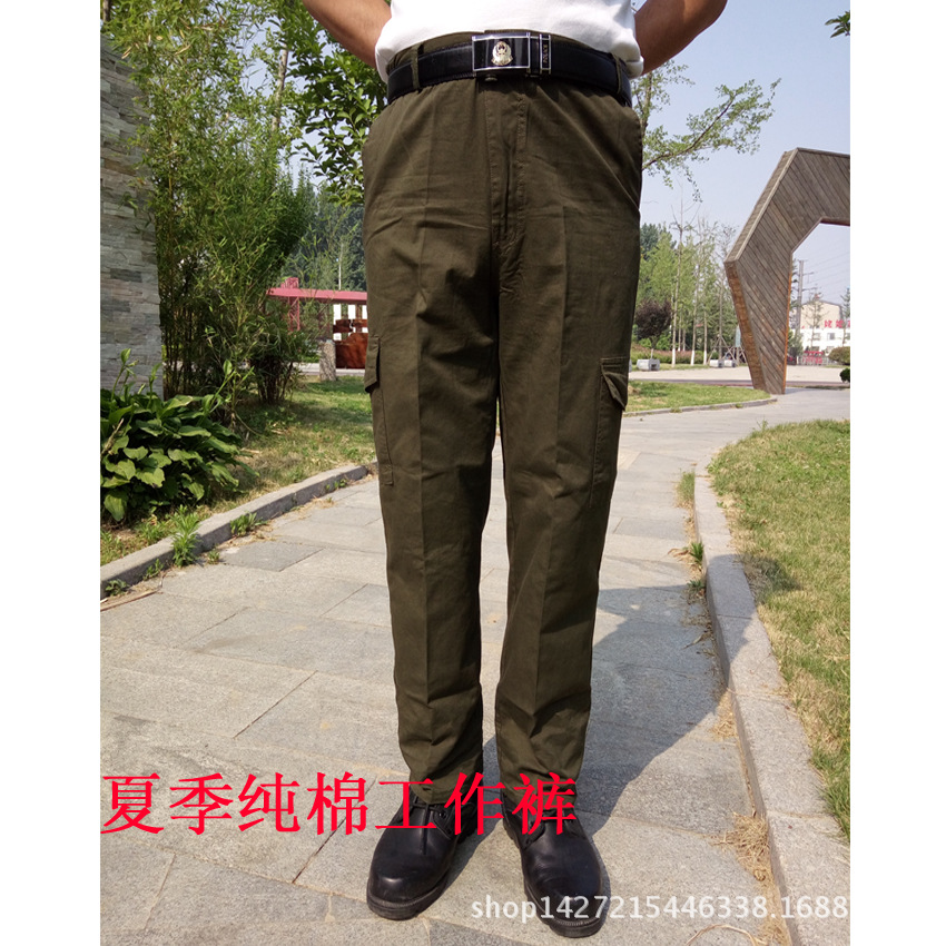 Manufactor wholesale man summer Overalls Tube pants Army green Multi-pocket trousers pure cotton outdoors Casual pants