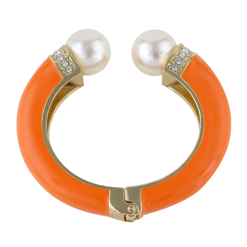 1 Piece Fashion Round Alloy Enamel Plating Inlay Artificial Pearls Artificial Diamond Womenu0027S Ba