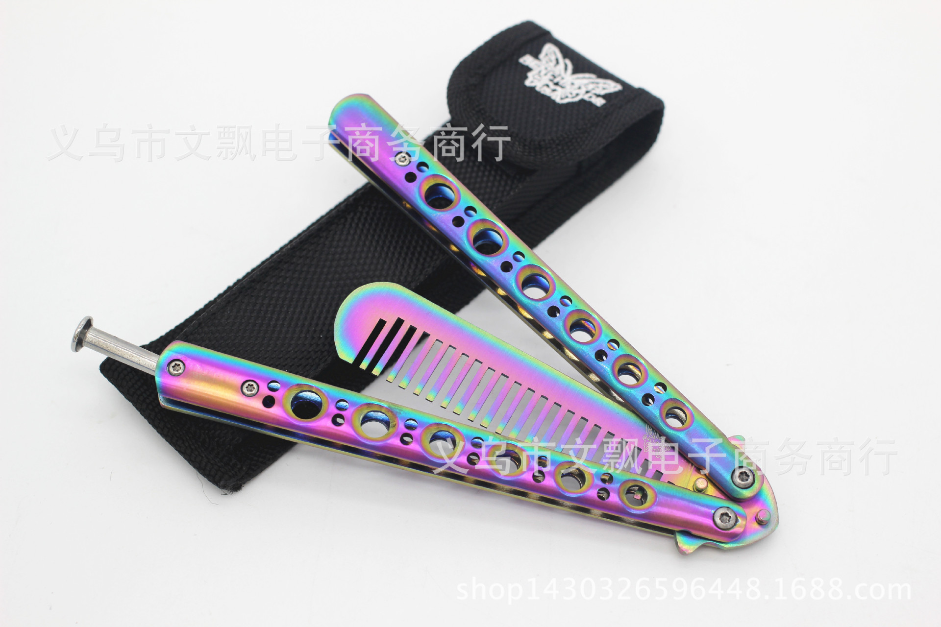 美国蝴蝶练习甩刀蝴蝶甩梳 冷钢 彩钛柄训练刀 未开刃