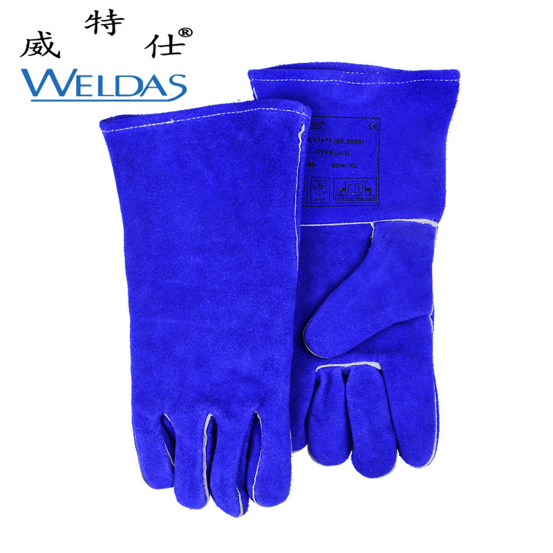 威特仕劳保电焊手套 10-0160彩蓝色焊接手套 加厚加长烧焊手套