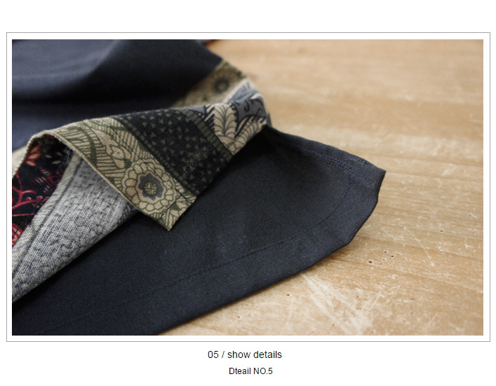 藏藍色民族風短袖 細節 5