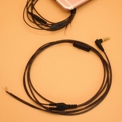 Manufacturer direct sale US standard headset cable with microphone half-transparent gray DIY headset cable semi-finished cable headphon