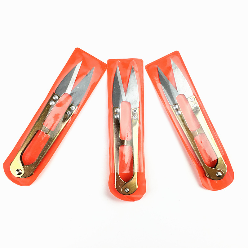 Suministro al por mayor herramientas de punto de cruz en forma de U tijeras de hilo de pescado tijeras de punto de cruz blanca tijeras pequeñas