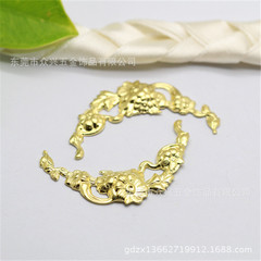 DIY飾品配件復古髮簪材料純銅月形花藤花片頭飾配件一包200個