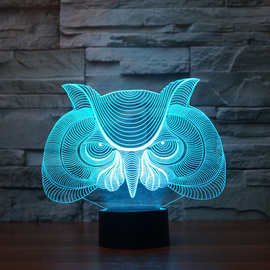 2022外贸猎头鹰七彩3D灯 创意触摸桌面台灯 节能LED错觉灯3205