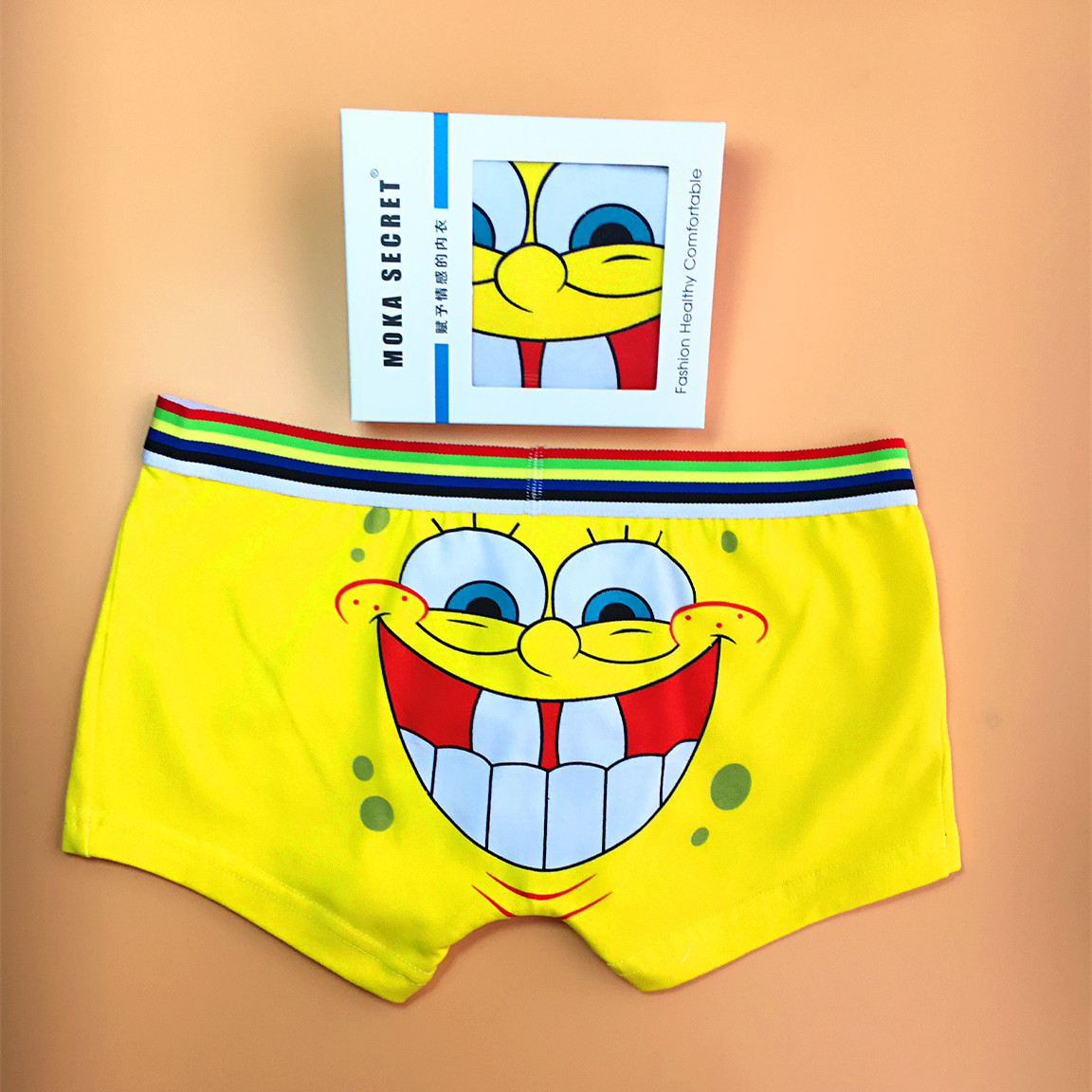 Vụ nổ hộp nam hoạt hình sáng tạo quần short thanh niên tất cả bông cá tính học sinh nam hộp quà tặng đồ lót quần sịp