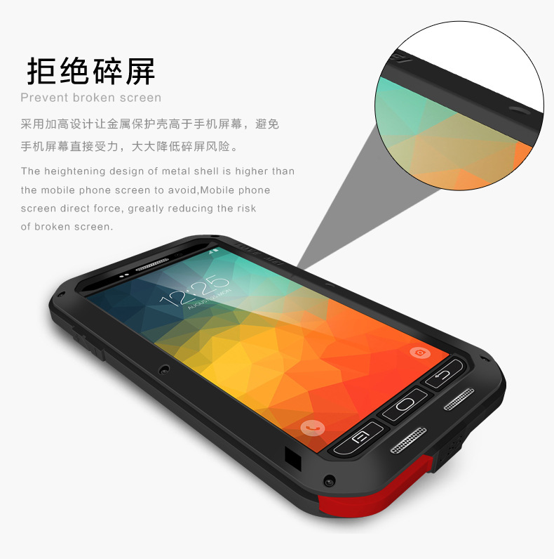 LOVE MEI Powerful Water Resistant Shockproof Aluminum Metal Heavy Duty Case Cover for Samsung Galaxy Note 5