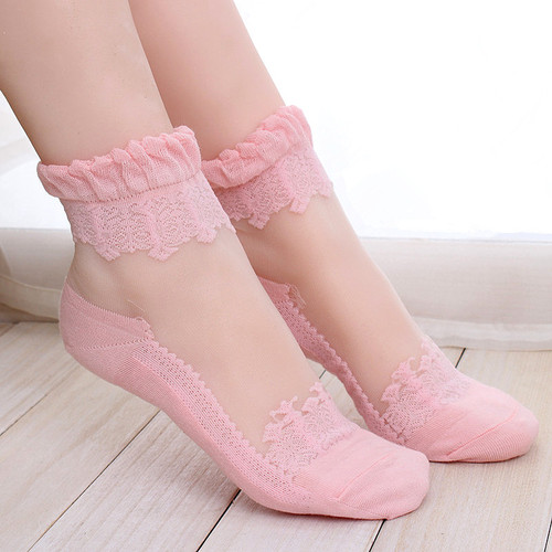 Korean Spring and Autumn Season Pure Cotton Ship Socks Women Invisible Socks Korean Lace Edge Women Silicone Non-Slip Short Socks Women