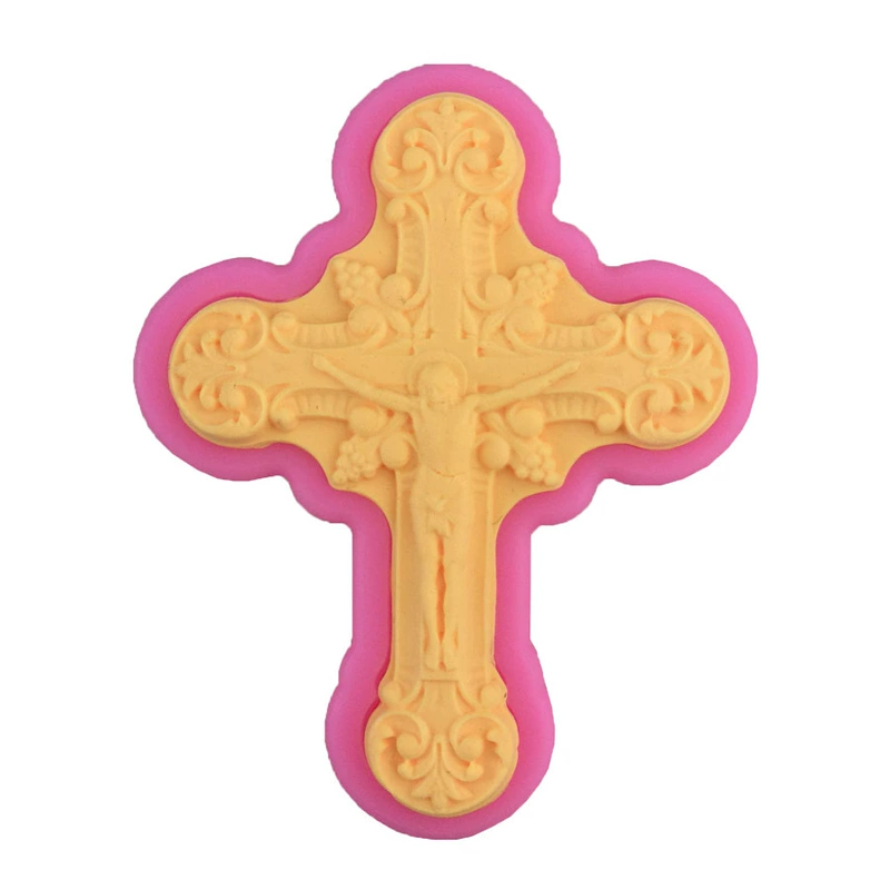 5 Jesus Silicone DIY Cross Fondant Silicone Khuôn Chất lỏng Silicone Khuôn mềm gốm Hướng dẫn sử dụng Vải nhỏ giọt