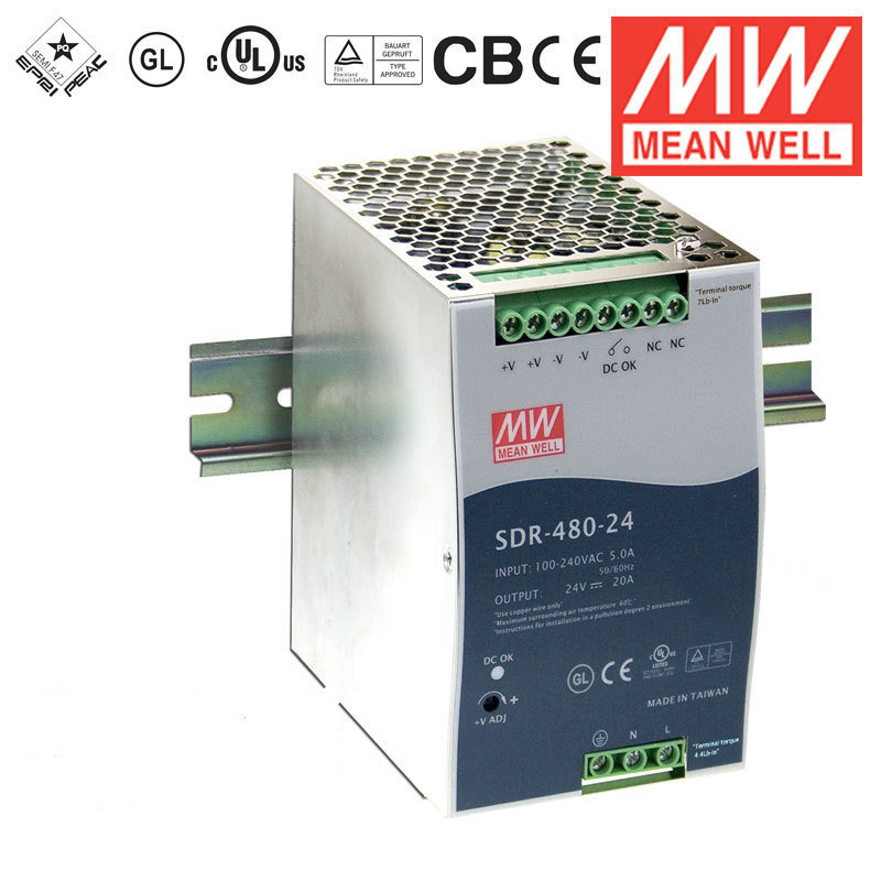 原装台湾MEAN WELL明纬PFC超薄导轨电源 SDR-480-24 480W 24V 20A