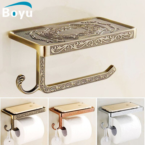 Bathroom antique tissue holder hotel toilet tissue box mobile phone tray storage rack roll paper holder engineering wholesale