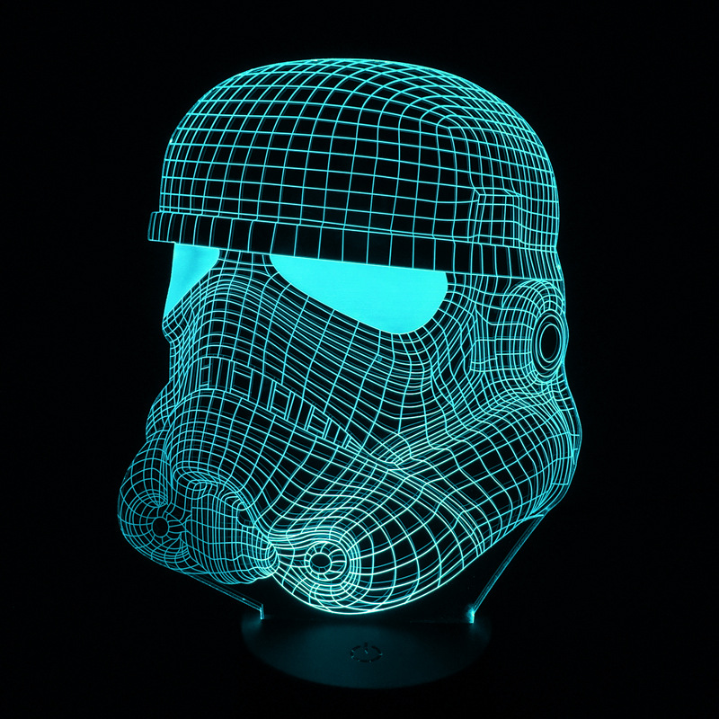 青色七彩小夜灯创意礼品3D台灯LED装饰灯具新奇特