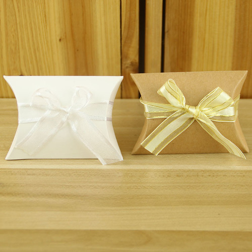 Hot-selling kraft paper pillow candy boxes, wedding candy boxes, 2 colors, factory direct sales