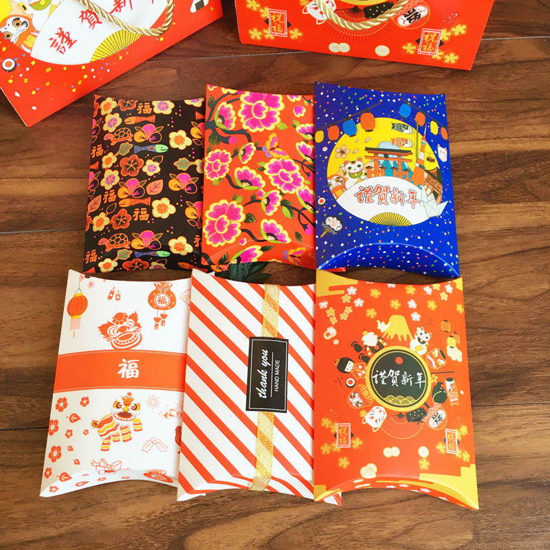 2018新年烘焙包装 新年礼品盒 糖果盒饼干盒枕头盒 5个起拍