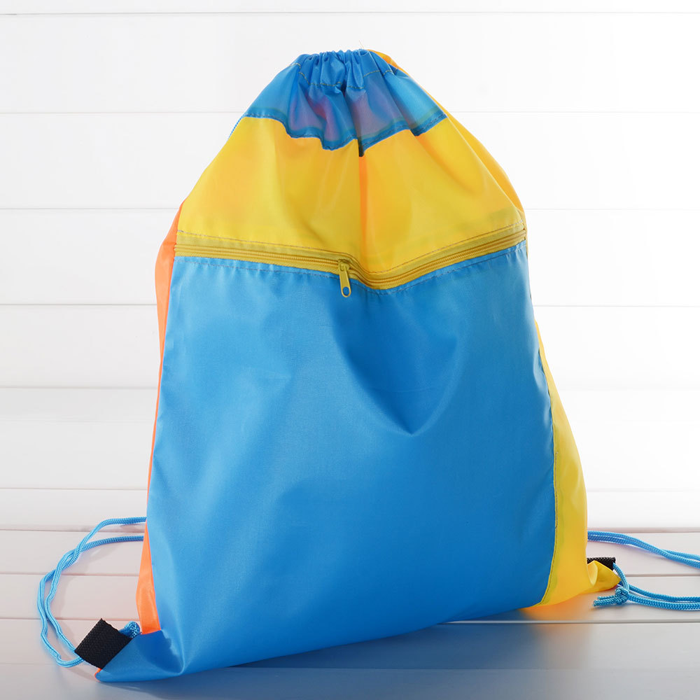 定做尼龙防水儿童卡通抽绳束口袋 拉链收口背包袋 牛津布袋批发