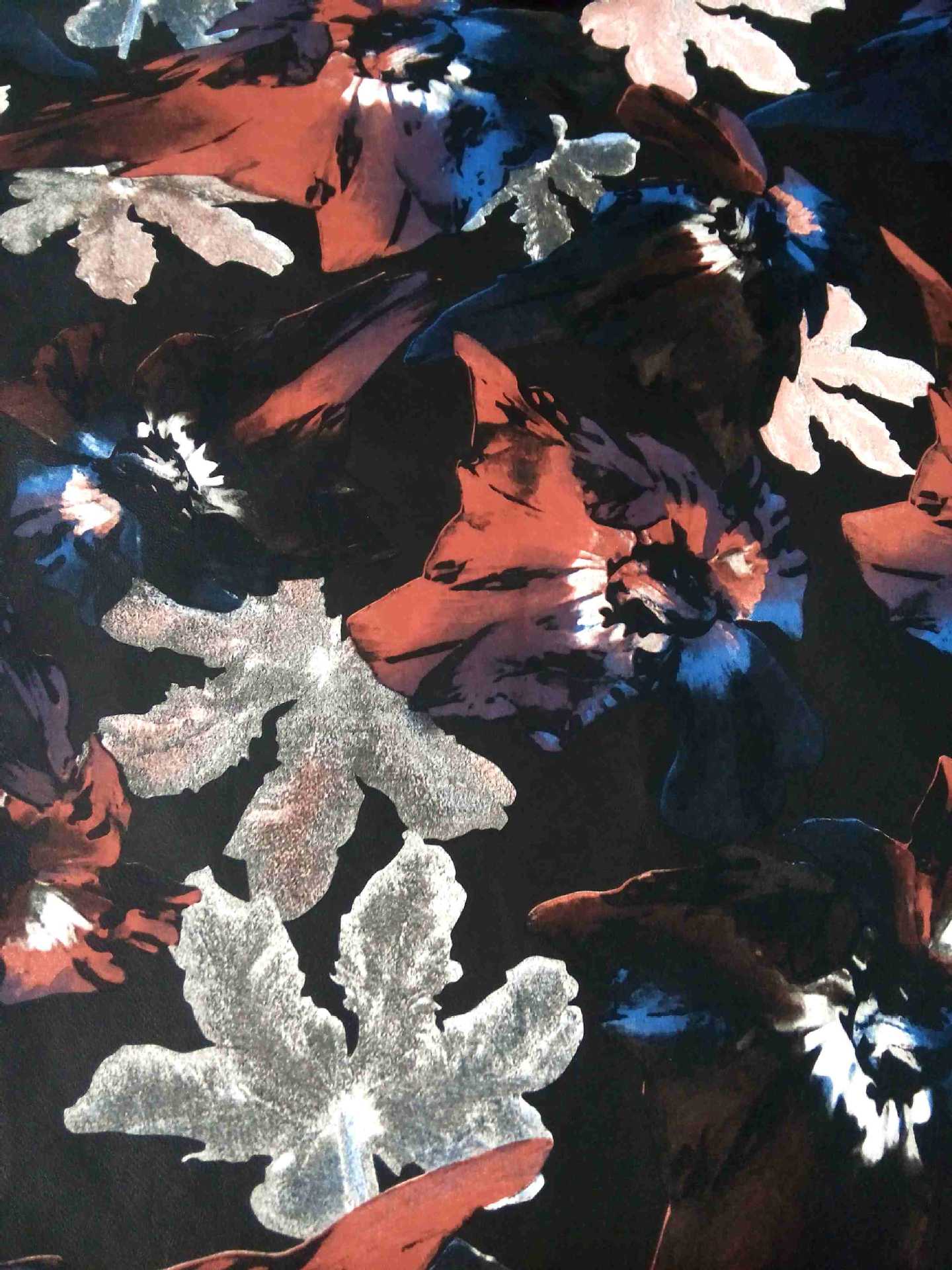 印花PU 粘胶底人造革 复古花型夹克PU皮 欧洲环保