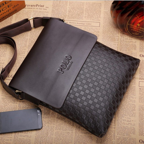 Cross-border foreign trade men's shoulder crossbody bag Korean version trendy checkerboard embossed new casual business bag factory direct sale