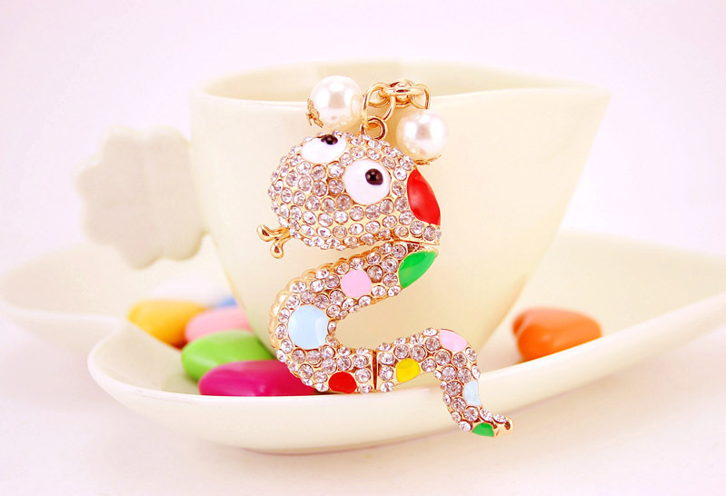 41g Weight Alloy, Metal Material Animal Pattern Unisex Gender Fashion Cute Color Zodiac Snake Keychain 2