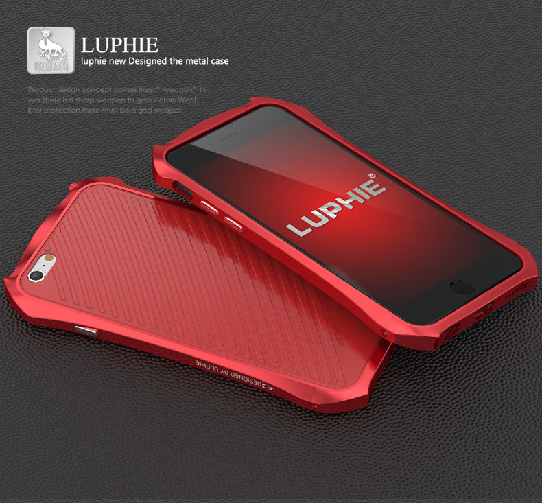 Luphie Batman Aluminum Metal Bumper Leather Back Cover Case for Apple iPhone 6S Plus/6 Plus & iPhone 6S/6