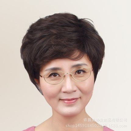 Wig middle-aged and elderly wig short hair Mother female artificial hair wig middle-aged and elderly wig mother style