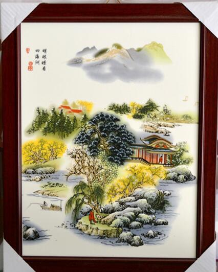 景德镇陶瓷瓷板画批发：小号墙壁画提升室内装饰品味