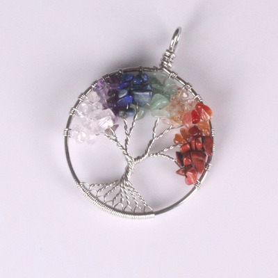 EBAY 亚马逊 WISH 天然水晶玛瑙生命树项链吊坠项坠 Life tree