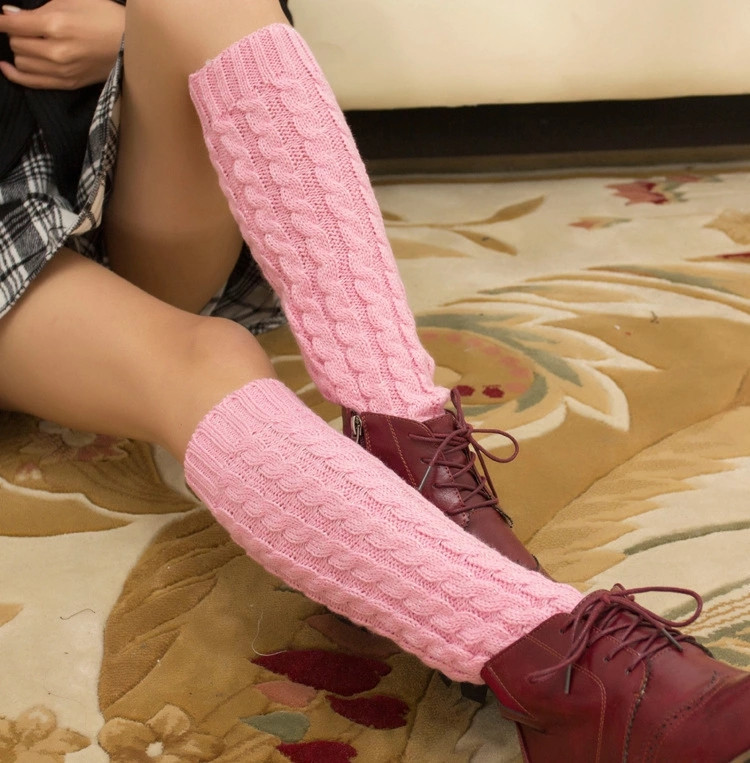 小腿 套 Hàn Quốc ấm len dày đan vớ cọc chân bộ xoắn giày cao đến đầu gối đệm chân che cổ vớ
