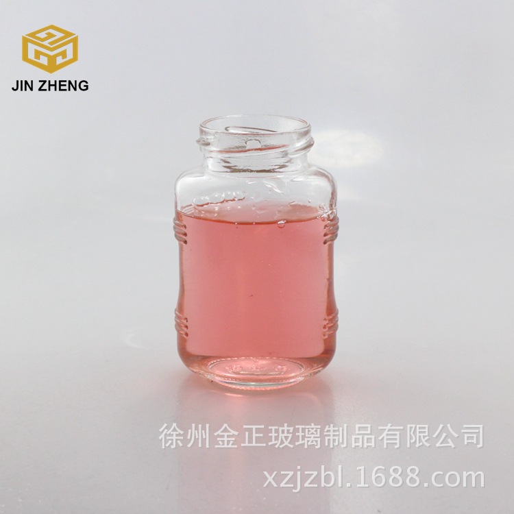 玻璃厂专业供应200ml玻璃密封罐 蜂蜜无铅储物罐凹凸防滑瓶身