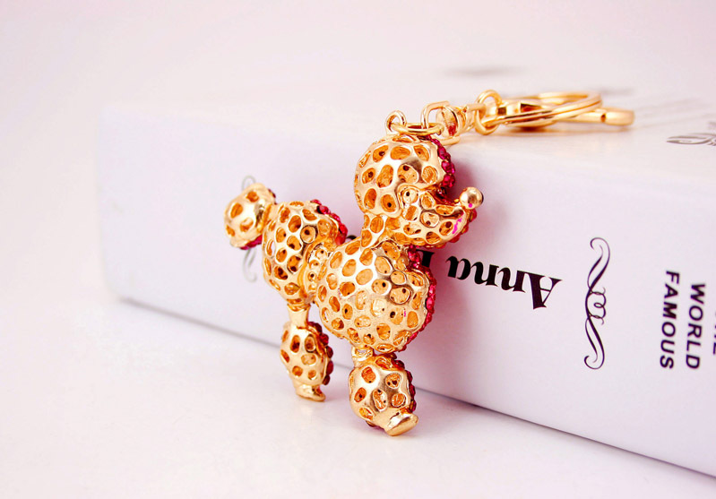 43g Weight Alloy, Metal Material Animal Pattern Unisex Gender Coffee, Pink, Purple, Blue Color Poodle Dog Car Keychain 16