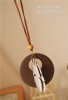 Retro ethnic wooden accessory, necklace with tassels, sweater, cotton and linen, ethnic style, simple cut