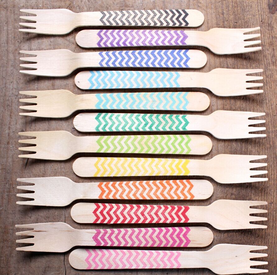 壹次性刀叉木勺湯匙西餐甜品刀木質餐具長柄調羹勺叉子 波浪叉子