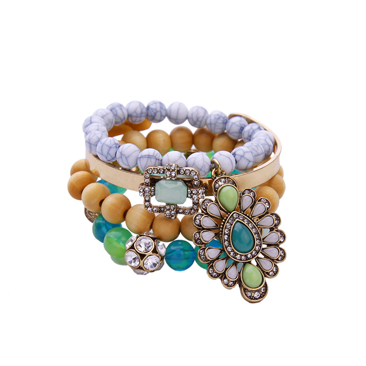 Fashion Jewelry Multi-layer Four-piece Bead Pendant Women's Bracelet Wholesales Fashion display picture 3