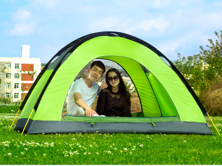 Wholesale pinnacle double-layer outdoor 2-3 people camping rainproof breathable aluminum pole glass pole tent