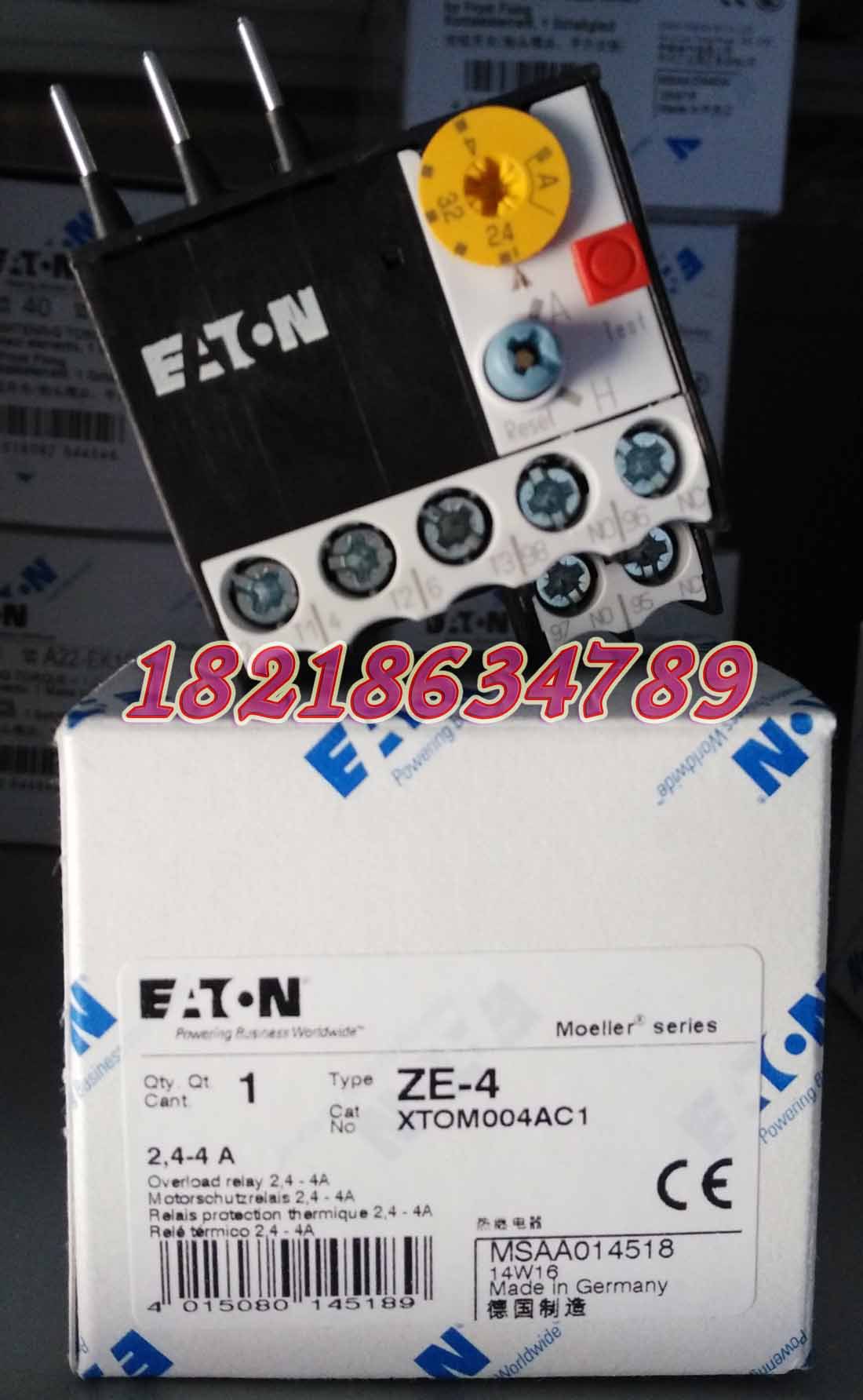 EATON小型热过载继电器ZE-4 2.4-4A正品现货