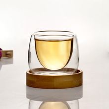 手工双层耐热玻璃杯玻璃茶具套装高硼硅隔热品茗杯小品杯60ml