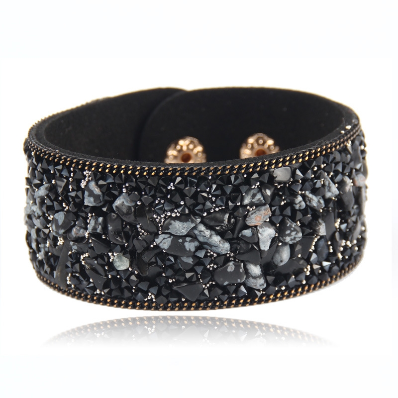 Fashion gems gravel leather irregular crystal bracelet