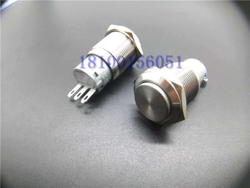 纯不锈钢 银触点 19MM金属按钮开关 高头自锁 防水防锈 汽车改装