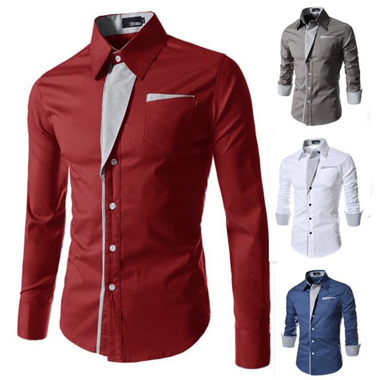 Foreign Trade New Men's Clothing Factory Men's Stripes Long Sleeve Decoration Color Slim Shirt Four Colors Into A20