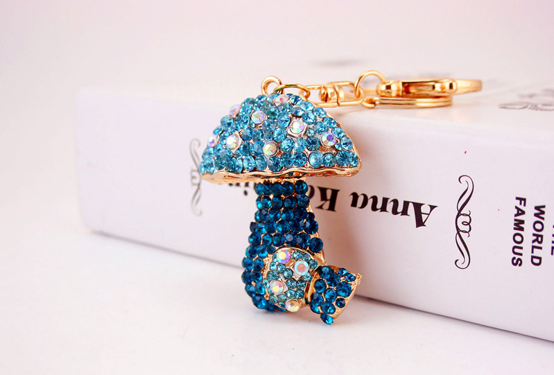 49g Weight Alloy, Metal Material Flower Pattern Unisex Gender Pink, Purple, Red, Green, Blue Color Mushroom Pendant Keychain 4
