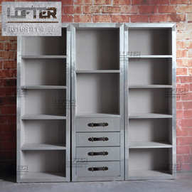 铝皮铆钉金属书柜工业风复古书柜个性定制书柜多个组合书柜家具