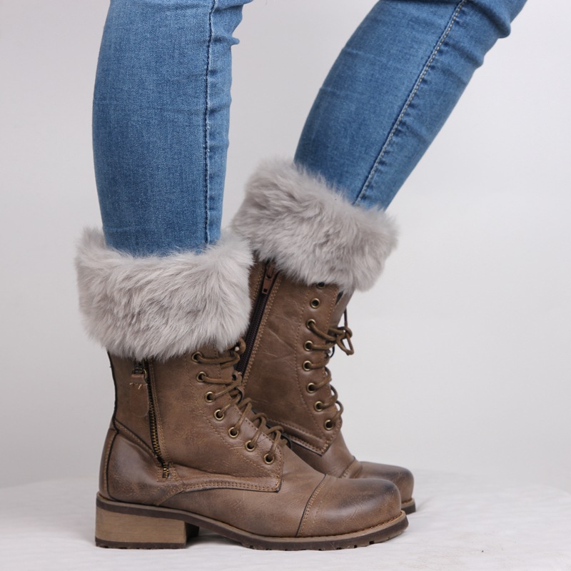 European And American Fur Boot Cover Warm Foot Sock Christmas Fur Booties Short Wool Shoe Cover display picture 1