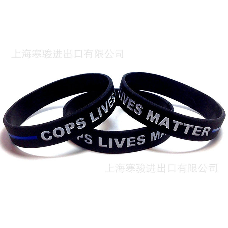 COPS LIVES MATTER Thin Blue Line 硅胶手环 手腕带