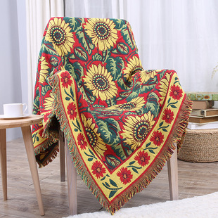 Dulcis диван одеял европейский стиль диван -шарф -шарф красный подсолнечный рисунок с двойным трехслойным утолщенным обключенным кабелем одеяло