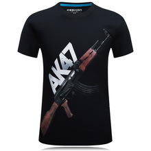 2022男裝夏季原創3D短袖歐美跨境大碼時尚圓領男式t恤-AK47