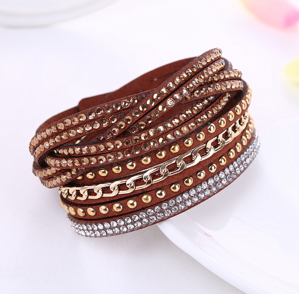 Ethnic Style Solid Color Flannel Inlay Artificial Gemstones Women's Bracelets 1 Piece display picture 2